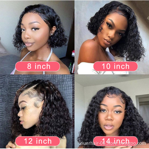 Wholesale Peruvian Cheap Price Hd Lace 8Inch Water Wave Blonde 613 Colored Human Hair Lace Front Short Bob Wig